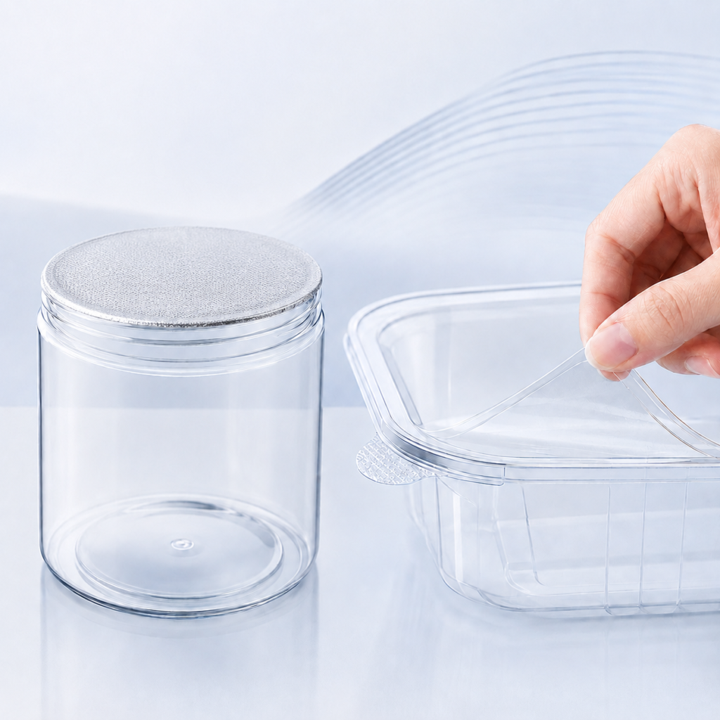 Sealing film application for food containers and beverage cups